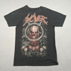 Slayer T Shirt Mens Small Black Bleeding Skull Swords Pentagram Metal Band‎ Tee
